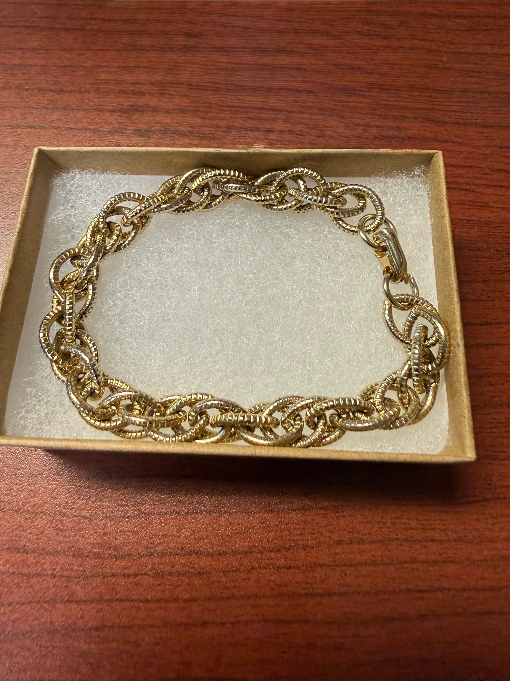 Textured GoldTone Woven TripleLink Chain Bracelet
